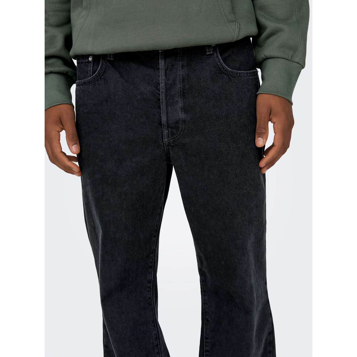 ONLY & SONS MENS FADE LOOSE FIT COTTON DENIM 22026778-4277904 Washed Black